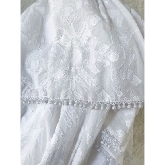 PARKER White One Shoulder Top Blouse Cotton Long Sleeve Ruffle Tassel XS New - Picture 10 of 16